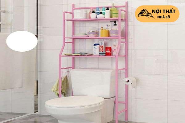 Tận dụng phía trên bồn cầu để đựng được nhiều đồ đạc với diện tích nhỏ 1m2