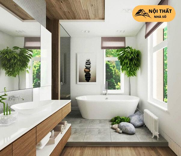 Phòng tắm sang trọng có thể kết hợp với cây xanh để gần gũi với thiên nhiên