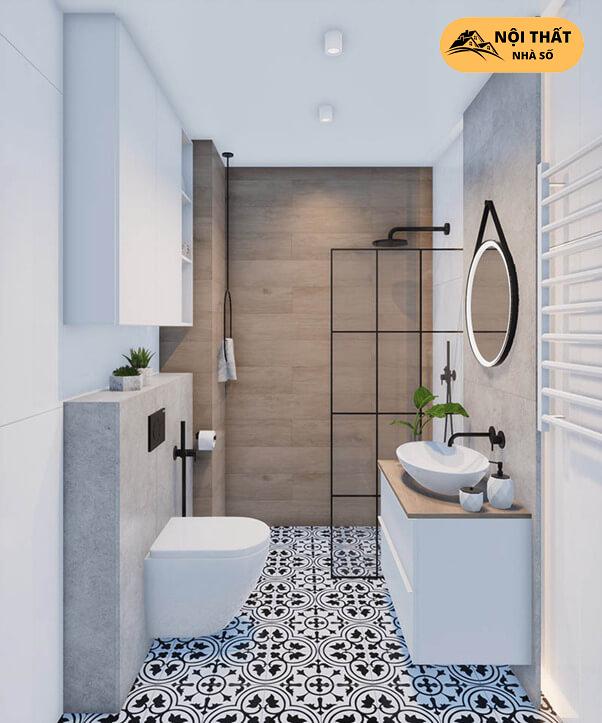 Gọn gàng nhưng vẫn giữ nét sang trọng của phòng tắm
