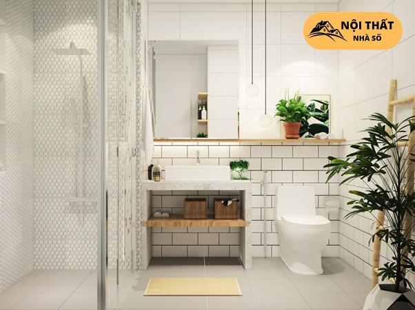 Trang trí cây xanh trong nhà vệ sinh biệt thự