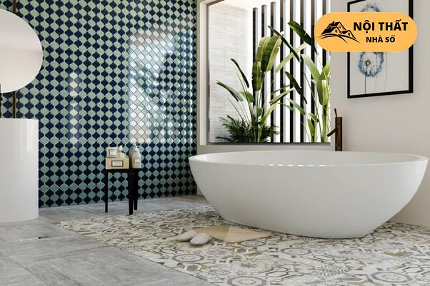 Nhà vệ sinh kết hợp cùng gạch Mosaic
